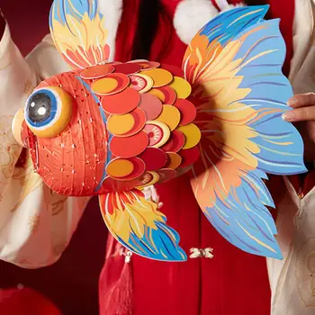 Цветная печать Фонарь Набор Золотая рыбка Фонарь Сделай сам Набор Китайский Стиль Светящийся Бумажный Фонарь Ручной Работы Подарок Для Детей