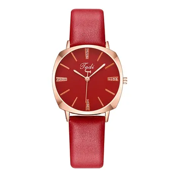 Часы Повседневные женские наручные часы Однотонный кожаный ремешок из сплава Бриллиант Простые роскошные женские часы Relogio Masculino Relogios