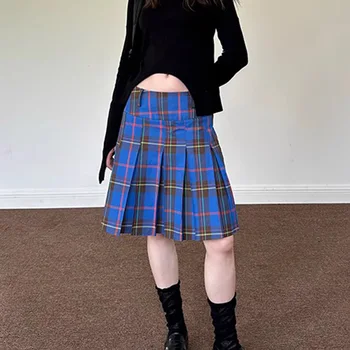 Шотландская плиссированная клетчатая юбка Новая ретро высококачественная юбка для похудения Повседневные удобные юбки